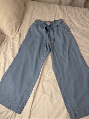 Loft chambray wide leg cropped pants